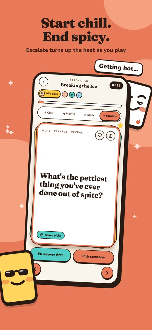 Crack Open screen: a question card in the Breaking the Ice deck